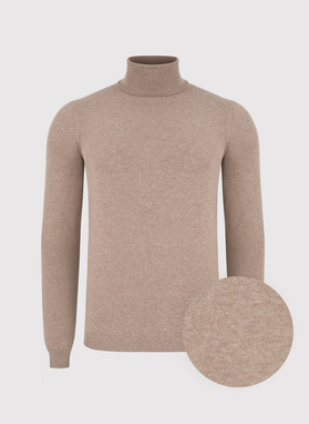 Beżowy gładki golf męski