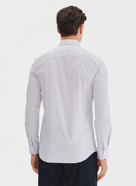 Biała koszula męska w mikrowzór