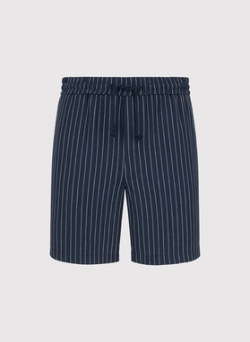 Granatowe spodenki męskie w prążek z lnem