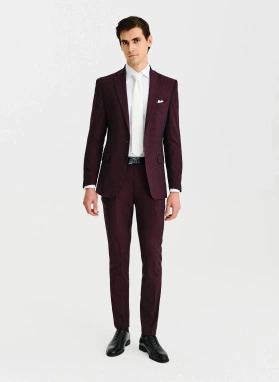 Ślubny bordowy garnitur męski