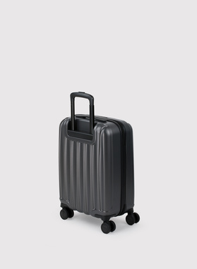 Mała ciemnoszara walizka ze żłobieniami