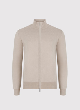 Beżowy rozpinany sweter męski