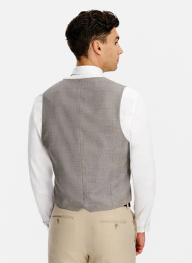 Dwurzędowa brązowa kamizelka w kratę