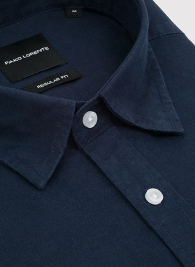 Lniana koszula męska w kolorze granatowym