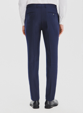 Granatowe spodnie garniturowe z wełną