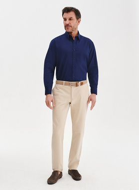 Granatowa koszula męska z lnem