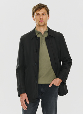 Czarny przejściowy płaszcz męski