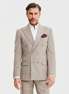 Dwurzędowy garnitur męski w kratkę