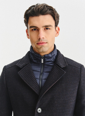 Płaszcz jednorzędowy w pepitkę