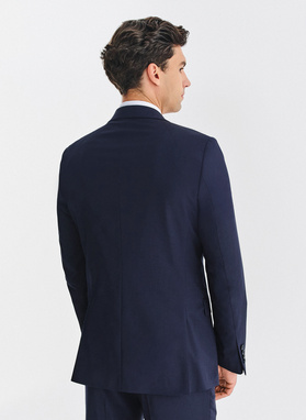 Wełniany granatowy garnitur męski