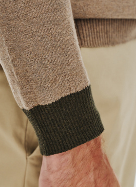 Melanżowy sweter męski dekolt V-neck