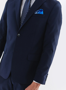 Wełniany gładki granatowy garnitur COIN basic