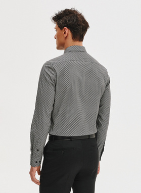 Czarna koszula męska w mikrowzór