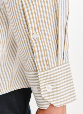 Beżowa koszula męska w paski