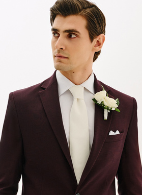 Ślubny bordowy garnitur męski