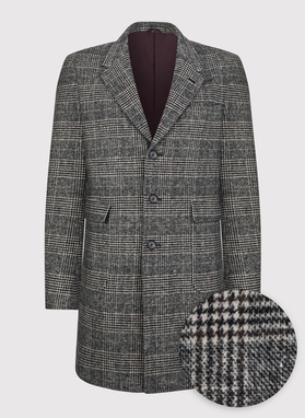 Brązowy płaszcz męski w kratę