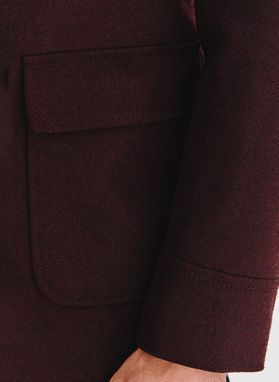 Bordowy płaszcz zapinany na guziki