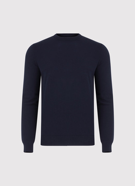 Granatowy bawełniany sweter z kaszmirem
