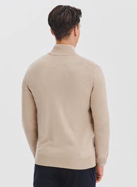 Beżowy rozpinany sweter męski