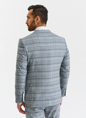 Szary kraciasty garnitur męski