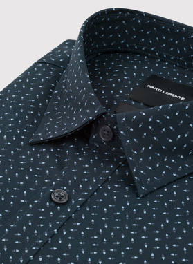 Granatowa koszula we wzór geometryczny