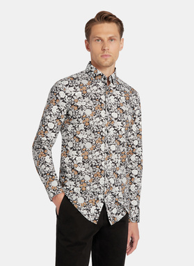 Czarna koszula męska kwiaty