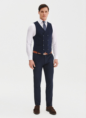 Granatowa dwurzędowa kamizelka męska