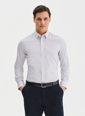 Biała koszula męska w mikrowzór