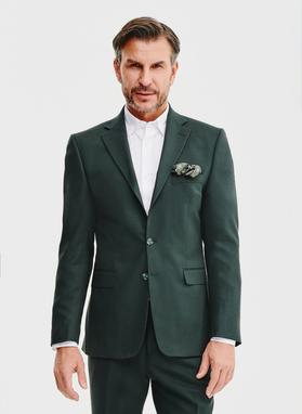 Gładki zielony garnitur męski