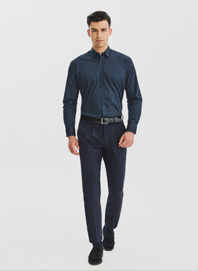 Granatowa koszula męska wzór geometryczny