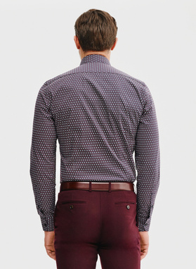 Męska koszula w bordowy mikrowzór