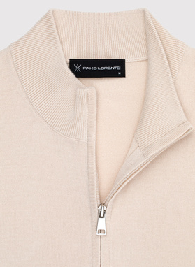 Sweter męski rozpinany w kolorze beżowym