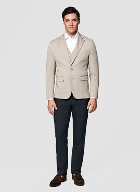 Jasnobrązowa dzianinowa marynarka męska