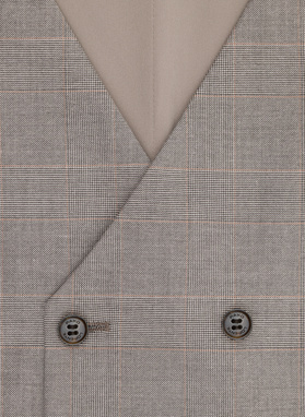 Dwurzędowa brązowa kamizelka w kratę