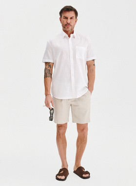 Szorty męskie w prążek z lnem