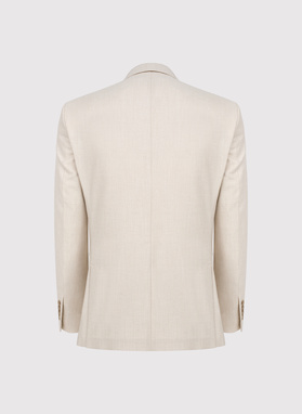 Beżowy garnitur męski z lnem