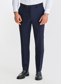 Wełniane granatowe spodnie garniturowe