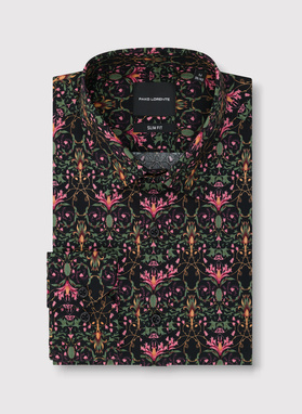 Czarna koszula w kolorowe kwiaty