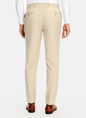 Beżowe wełniane spodnie garniturowe