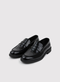Czarne lakierowane mokasyny męskie