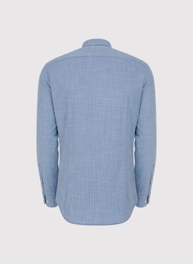 Granatowa koszula w drobną kratę