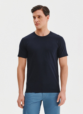 Granatowy gładki t-shirt męski