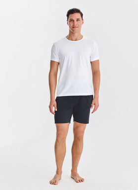 Biało-czarna piżama męska z bawełną