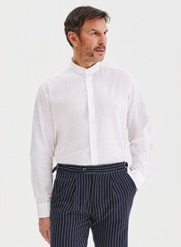 Biała koszula męska z lnu i bawełny
