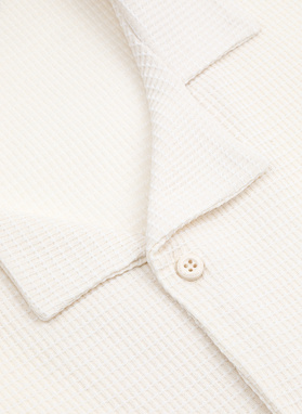 Dzianinowa beżowa koszula męska