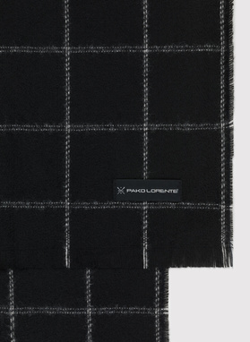 Czarny szalik męski w jasną kratę