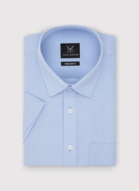 Lniana niebieska koszula z krótkim rękawem