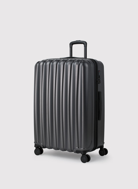 Duża ciemnoszara walizka ze żłobieniami