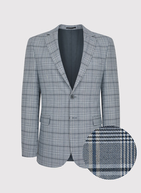 Szary kraciasty garnitur męski