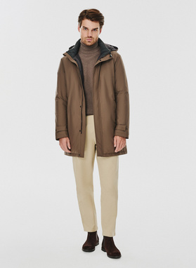 Brązowa kurtka męska z puchowym wypełnieniem